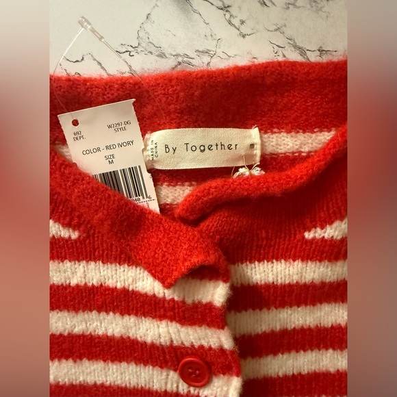 Red and White Striped Cardigan - Picture 4 of 5